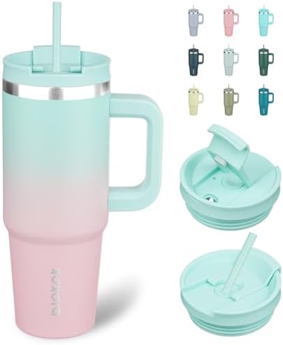 BJPKPK 30 oz Insulated Tumbler with Handle & Straw, Stainless Steel