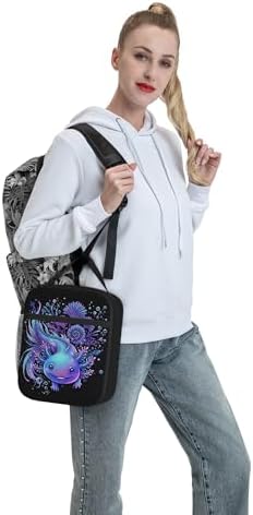 Axolotl Insulated Lunch Box for Kids, Small Cooler Lunch Bag lunchbox for School, Toddler Lunch Box for Girls boys, Waterproof Durable Portable Lunch Tote Bag Food Container for Travel Picnic Work