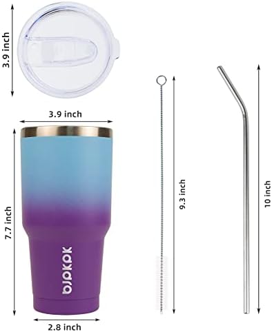 BJPKPK 30 oz Tumbler with Lid and Straw, Insulated Stainless Steel Cup