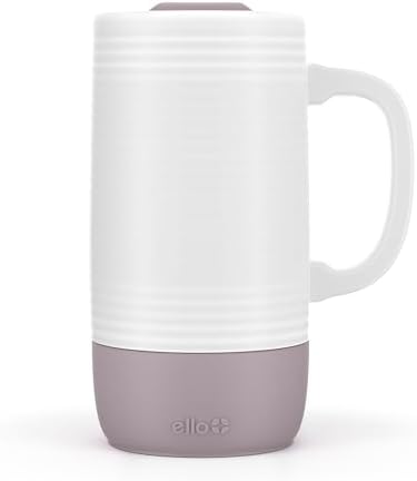 Ello Jane 18oz Ceramic Travel Mug with Handle with Coaster, Mauvewood