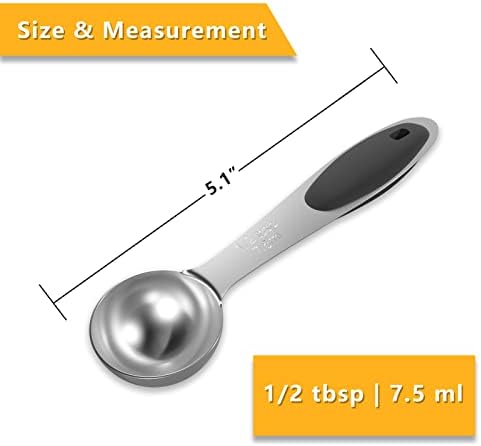 1PCS 1/2Tbsp(7.5ml, 1/4oz) Measuring Spoon, Stainless Steel Measure Scoop