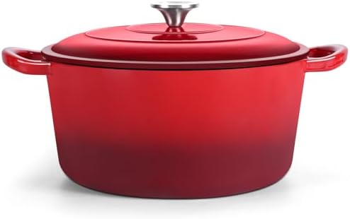 TeamFar Enameled Cast Iron Dutch Oven, 7qt Dutch Oven Pot Nonstick Cookware