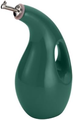 Rachael Ray Solid Glaze Ceramics EVOO Olive Oil Bottle Dispenser with Spout - 24 Ounce, Dark Green