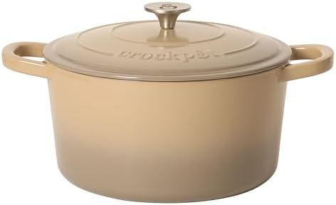 Crock-Pot Artisan 7-Quart Enameled Cast Iron Dutch Oven Pot with Lid, Round, Gradient Taupe, Oven Safe Cookware