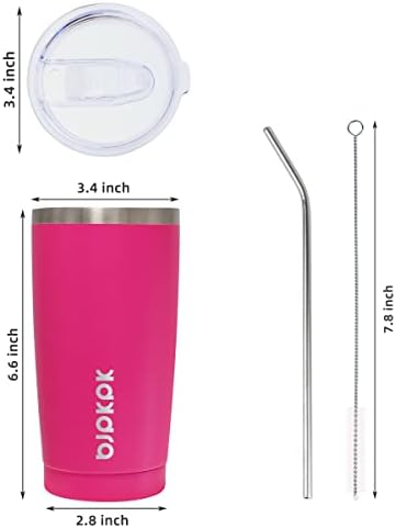 BJPKPK 20oz Coffee Tumbler with Lid & Straw, Insulated Stainless Steel Mug