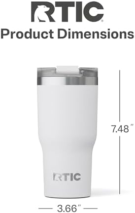 RTIC 20oz Essential Tumbler with Lid, Ceramic Lined, White