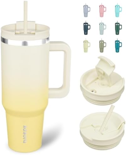BJPKPK 40 oz Insulated Tumbler with Handle & Straw, Stainless Steel