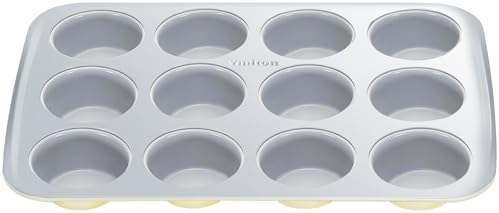 Nonstick Ceramic 12 Cup Muffin Pan, Cupcake Pan for Baking, Non-Toxic Muffin tin, Ceramic Coating, PTFE & PFOA Free, Oven Safe 550°F, Aluminized Steel (Yellow)