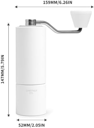 TIMEMORE Chestnut C2S Manual Coffee Grinder Capacity 25g with CNC Stainless Steel Conical Burr, Internal Adjustable Setting, Double Bearing Positioning, Hand Grinder (White)