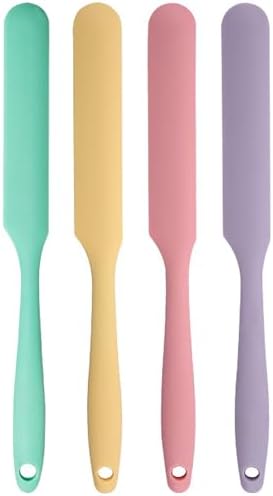 4 Pcs Silicone Jar Spatula Set - Long Handle Sourdough Scraper, Skinny Spatula for Jars, Bottles, and Containers, Non-Stick Heat Resistant Cake Cream Spatulas