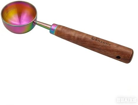 Vintage Coffee Measuring Spoon - 304 Stainless Steel, Coffee Scoop，10g Capacity, Walnut Handle - Perfect for Coffee, Tea, and More (iridescent)