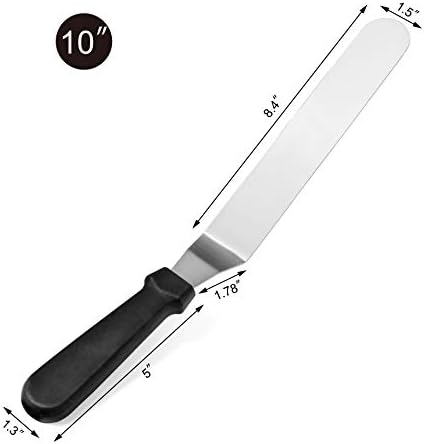 New Star Foodservice Angled Icing Spatula, 10 Inch Blade, 15 Inch Overall, Bakery-Grade Stainless Steel Offset Frosting Spatula