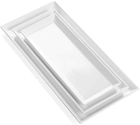 Sweese Serving Platter, 15.5/13.8/11.7 Inch Rectangle Porcelain Serving Trays, Serving Dishes for Entertaining, White Platters for Serving Food Party, Turkey Platter for Thanksgiving, Set of 3