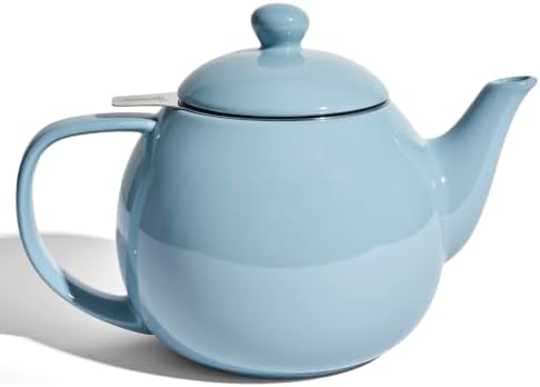 Sweese Porcelain Teapot 27 oz with Infuser for Loose Leaf Tea, Bluish Grey