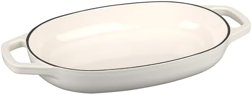 EDGING CASTING Enameled Cast Iron Oval Dutch Oven Pot with Lid, Dutch Oven for Sourdough Bread Baking, Bread Oven, Bread Dutch Oven, Oval Bread Pan, 5qt, White