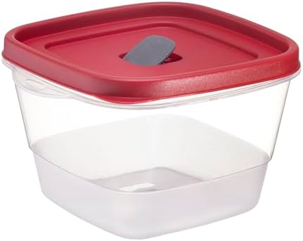 Tribello BPA-Free Plastic Food Storage Set, Red Vented Lids - Microwave, Dishwasher Safe: Perfect for Meal Prep, Leftovers, and Kitchen Organization (3 x 7-Cup)