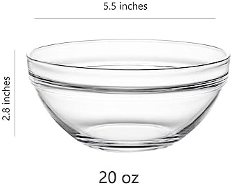 Sweejar 5.5 inch Glass Soup Bowls Set, 20 oz Cereal Bowls, Bowls Set for Cereal Soup Salad Pasta Rice Oatmeal, 9 pack