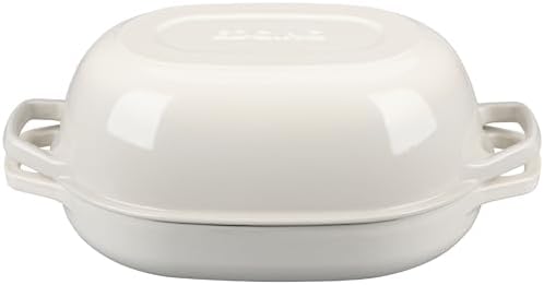 EDGING CASTING Enameled Cast Iron Oval Dutch Oven Pot with Lid, Dutch Oven for Sourdough Bread Baking, Bread Oven, Bread Dutch Oven, Oval Bread Pan, 7qt, White