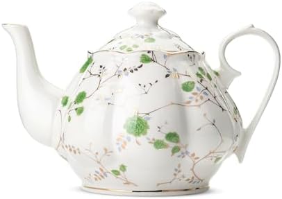 BTaT- Floral Tea Pot, Porcelain Teapot, 38 oz, Floral Teapot, Bone China Teapot for Tea Set