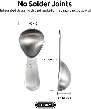 U-Taste 18/8 Stainless Steel Coffee Scoop: 2 Tbsp Scoop Measure Spoon, 2Pcs