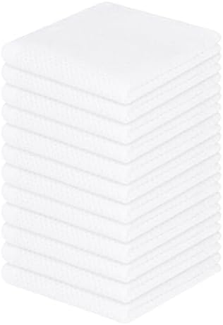 Homaxy 100% Cotton Waffle Weave Kitchen Dish Cloths 12-Pack, White