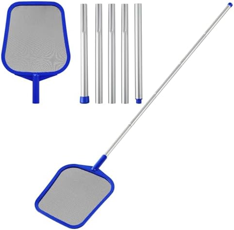 Pool Skimmer Net, 23-60" Adjustable Aluminum Pole for Leaves & Debris