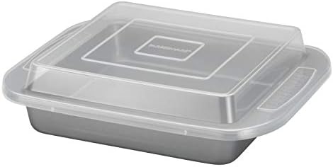 Farberware Nonstick Bakeware Baking Pan With Lid / Nonstick Cake Pan With Lid, Square - 9 Inch, Gray