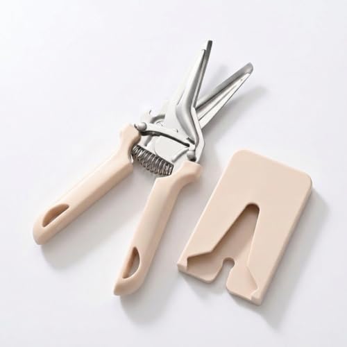 Heavy Duty Poultry Bone Shears,Spring Loaded Kitchen Shears,Stainless Steel丨Safety Lock丨Dishwasher Safe, All Purpose Kitchen Scissors for Chicken, Meat Cutting, Turkey ，Beige