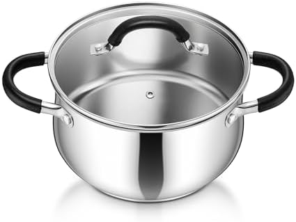 P&P CHEF 4 Quart Stainless Steel Stock Pot, Cooking Pot with Visible Lid