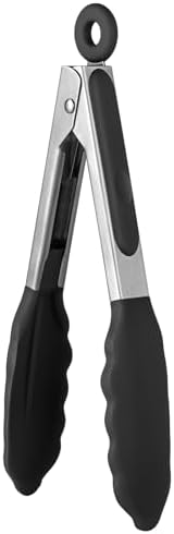 U-Taste Kitchen Tong for Cooking, 600ºF Heat-Resistant Silicone, 7in/Black