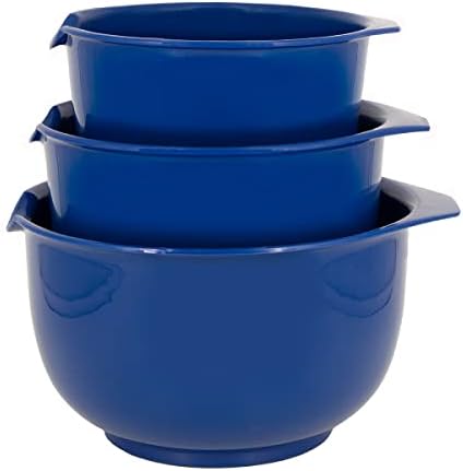 Glad Mixing Bowls with Pour Spout, Set of 3 Nesting Design Saves Space Non-Slip, BPA Free, Dishwasher Safe Plastic Kitchen Cooking and Baking Supplies, Blue