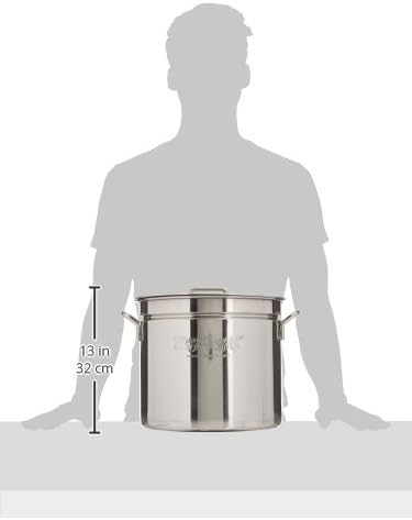Bayou Classic 1124 24-qt Stainless Stockpot w/Lid And Basket Includes Vented Lid Perforated Stainless Steel Basket Perfect For Steaming Boiling and Frying