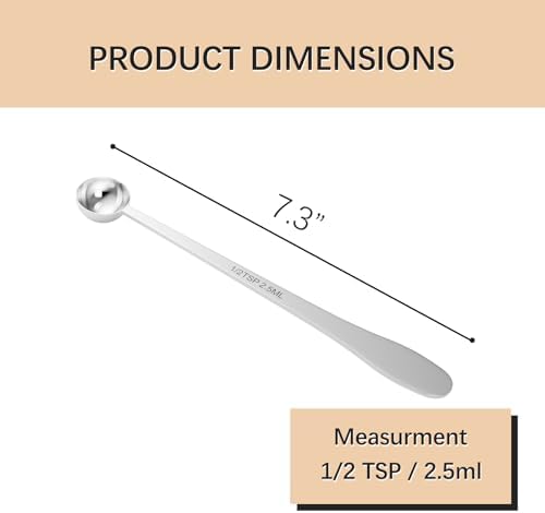 2PCS 1/2Teaspoon(1/2tsp, 2.5ml) Extra-long Handle Measuring Spoon