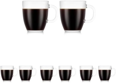 Bodum 12oz Bistro Coffee Mug Single-Wall Tempered Glass, 8 Pack, Clear