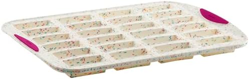 Trudeau 24 Slot Mini Bar Pan – Premium Confetti White Silicone Bakeware with Steel-Reinforced Rim – Nonstick, BPA-Free Brownie, Blondie, Snack Bar & Mini Cake Mold – Oven, Freezer & Dishwasher Safe