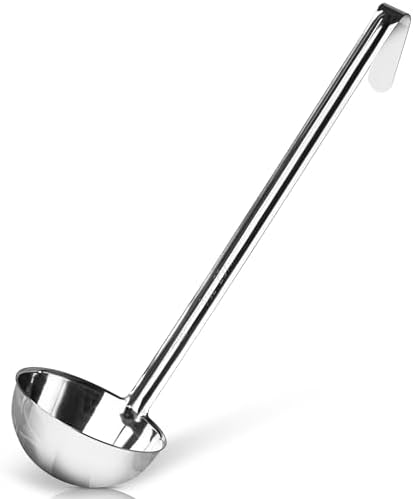 Stainless Steel Soup Ladle, 4 oz Metal Serving Spoon, Heat Resistant