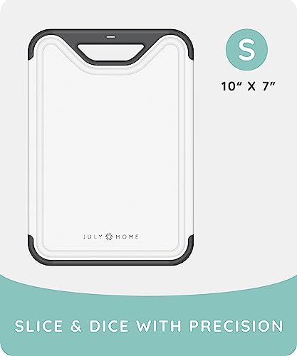 Cutting Boards for Kitchen, Plastic Cutting Board, Dishwasher Safe Cutting Board with Juice Grooves for Meat, Veggies, Fruits, Easy Grip Handle, Non-Slip (Black, 10"x7")