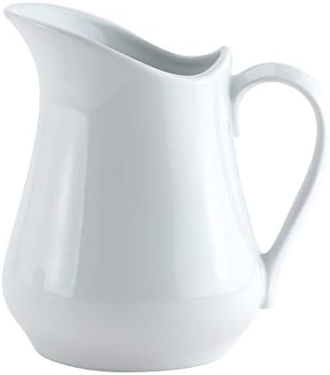HIC Kitchen Creamer Pitcher With Handle, Fine Porcelain, 32-Ounce Capacity, For Coffee, Tea, Dressings, Gravies, Sauces