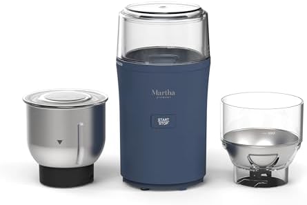 Martha Stewart Electric Coffee & Spice Grinder with Dual Bowls, Indigo Blue