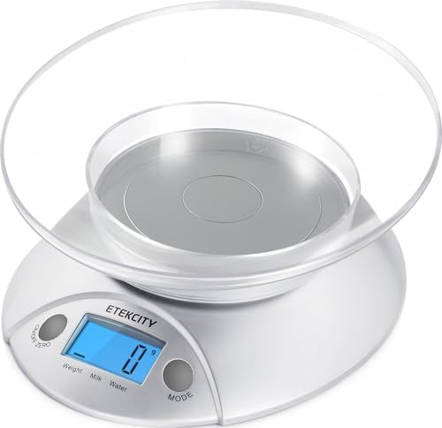 Etekcity Food Kitchen Scale with Bowl, 11lb/5kg, Grams and Ounces