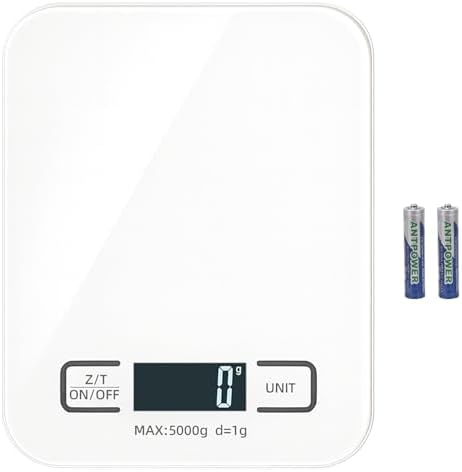 Digital Shipping Scale,Stainless Steel Panel, Accurate Portable Postal Scale for Packages, Small Business,Kitchen, Food, Handmade, Liquids, and Boutique (White Battery(5kg/1g))