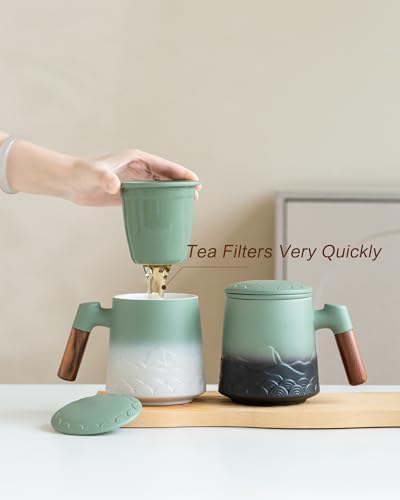 ZENS Tea Mug with Infuser and Lid for Loose Leaf Tea Diffusers, 16.9oz