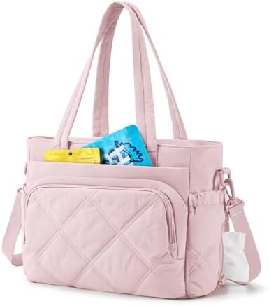 BAGSMART Lunch Bag Women Large Lunch Box Insulated Tote Bag with Multi-Pockets Quilted Puffy Tote for Work, Outdoors