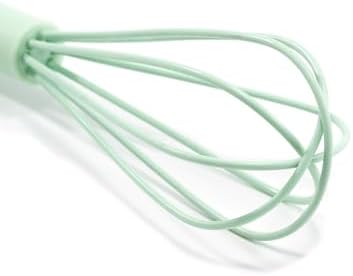 Mini Whisks 6 inch silica gel Whisk, Hand Egg Mixer for Flour Cake Egg, Kitchen Cooking Baking Use Whisk (Macaron Green)