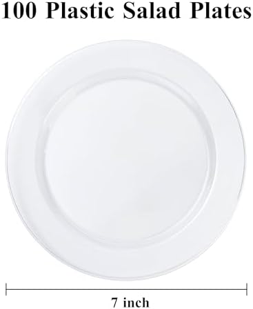 Bestluck 100PCS Clear Plastic Dessert Plates 7inch
