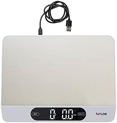 Taylor High Capacity USB Recharge Digital Kitchen Scale - 22 lb Max Cap