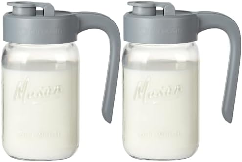 Mason Jar Pitcher, 2 pcs 32 oz (1 quart), Glass Pitcher with Lid