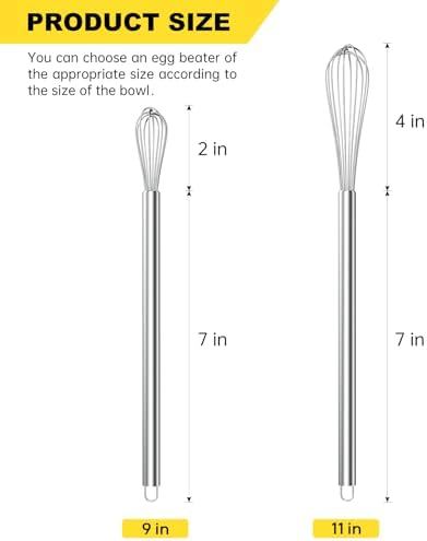 NileHome Mini Whisks Stainless Steel Whisk Set 9" 11"-Kitchen Small Wisk