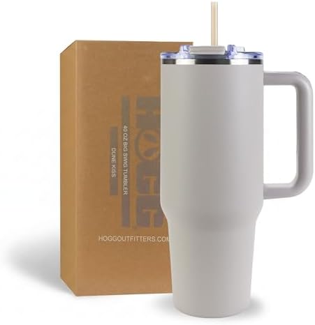 Hogg Big Swig 40oz Tumbler with Handle and Straw - Dune Kiss, 40 oz Tumbler, Insulated Cup with Handle, 40oz Water Bottle with Straw, Thermal Cups, Leak Proof Lid, Travel Mugs, Stainless Steel