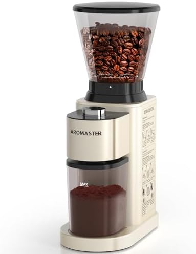 Aromaster Conical Burr Coffee Grinder,48 Settings, Anti-Static,Beige